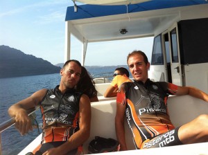 Luismi y Fran en el barco a la graciosa